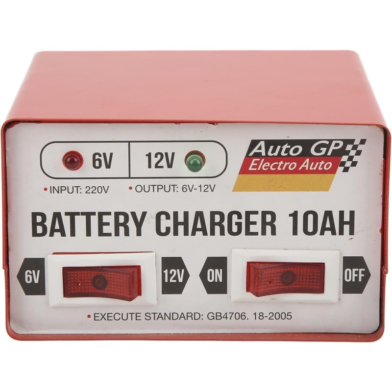 Aramox Metal Car Automatic Smart Battery Charger, Car Battery Manager Quick Charge Repair Machine, 6V 12V Adjustable Red EU Plug 110-220V