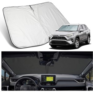 YEE PIN Parasol Car, съвместима с Toyota RAV4 XA50 SUV MK5 2019-2022, сгъваема слънцезащитна козирка за предното стъкло, UV защита от прах, отразяваща слънцезащитна козирка