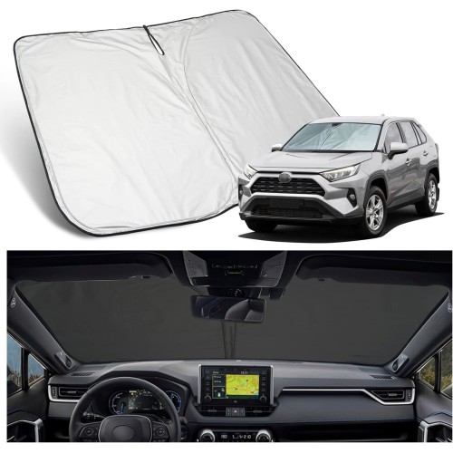 YEE PIN Parasol Car Compatible with Toyota RAV4 XA50 SUV MK5 2019-2022, Foldable Car Sun Protection Front Windscreen UV Dust Protection Reflective Sun Visor