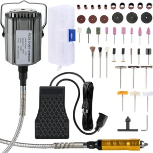 VEVOR Electric Rotary Tool Flex Shaft Shaft Suspension 780 W Quick Grinding Device Flexible Shaft Hanging Mill Wavelength 100 cm Foot Pedal Control 500-23000 rpm Three-Jaw Chute Pack of 45 Accessories