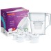 Aqua Optima Liscia Water Filter Jug & 6 x 30 Day Evolve+ Water Filter Cartridges, 2.5 Litre Capacity, to Reduce Microplastic, Chlorine, Limescale and Contaminants, White