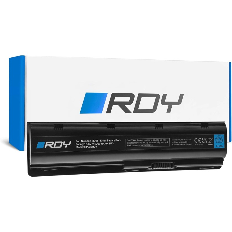 RDY Laptop Battery MU06 593553-001 593554-001 Notebook Battery for HP 240 245 250 255 430 450 635 650 655 2000 Pavilion G6 G7 Compaq Presario CQ56 CQ55 7 CQ57 8 CQ62 (Capacity: 4000 mAh 10.8V)