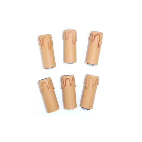 Set of 6 E14 Artificial Candle Lamp Holders with Niples H65 mm Safety Lock Screw