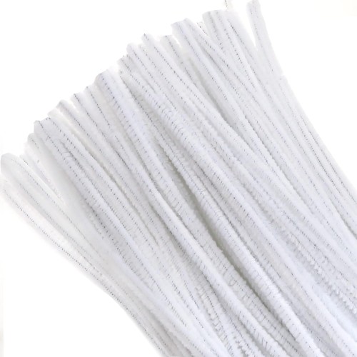 TOAOB Pack of 100 Chenille Pipe Cleaners, White, 30 cm Long and 6 mm Wide for Crafts and Decoration, DIY