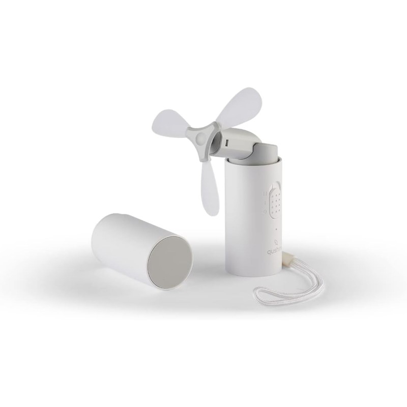 QUSHINI, Mini Portable Fan with Rechargeable Battery, Quiet Portable Fan with Power Bank, 2 Speed Fan, Pocket Fan, White Color