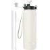 GOPPUS Thermos Flask with Straw Double Layer Stainless Steel Drinking Bottle 1 Litre Insulated Flask Leak-Proof Sports Water Bottle Carbonated Water Bottle Drinking Bottles BPA-Free Water Bottle