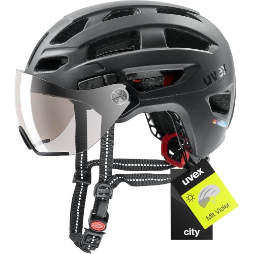 uvex Finale Visor - sicherer City-Helm für Damen und Herren - Filterkategorie 1 - inkl. LED-Licht