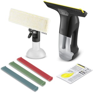 Kärcher Window Vacuum Cleaner WV 6 Plus Multi Black Edition, Extra Long Battery Life of 100 Minutes, Spray Bottle with Microfibre Cover, 3 Coloured Replacement Squeegee Lips, 20 ml Window Cleaner
