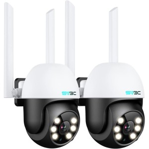 SV3C Pack of 2 PTZ Outdoor Security Camera, 1080P Pan/Tilt WiFi IP Camera, Automatic Tracking 360 Camera, ONVIF, Colour Night Vision, Audio, Motion Detection, 24/7 Recording, Camhipro App