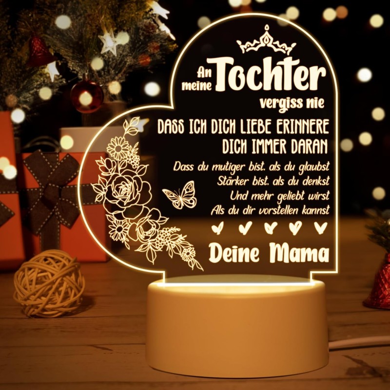 Vetbuosa Mother Daughter Gift, Daughter Gifts from Mum, Gift for Daughter - LED Acrylic Night Light