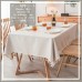 PUDSIRN Tablecloth, Polyester Waterproof Tablecloths, Rectangle Wrinkle Free Tassel Table Linen for Kitchen Dining, Party, Holiday (140 x 200 cm, Beige)