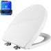 Ibergrif M41002 Капак за тоалетна чиния с механизъм за плавно затваряне, O седалка за тоалетна чиния, лесен за монтаж и почистване, функция за бързо освобождаване на капака, антибактериален, подходящ за повечето тоалетни чинии, товароносимост 150 кг,