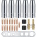 25 Piece Wear Parts Set, Protective Gas Welding Machine Accessories, Welding Accessories Suitable AK-15/MB-15, 5 x Gas Nozzles, 15 x Power Nozzles M6 0.8 mm, 2 x Nozzle Handle, 2 x Insulators, 1 x