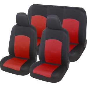 Auto Accessori Lupex Universal Front & Rear Seat Covers Soft Comfortable Breathable Utility Seat Cover Protector - Red