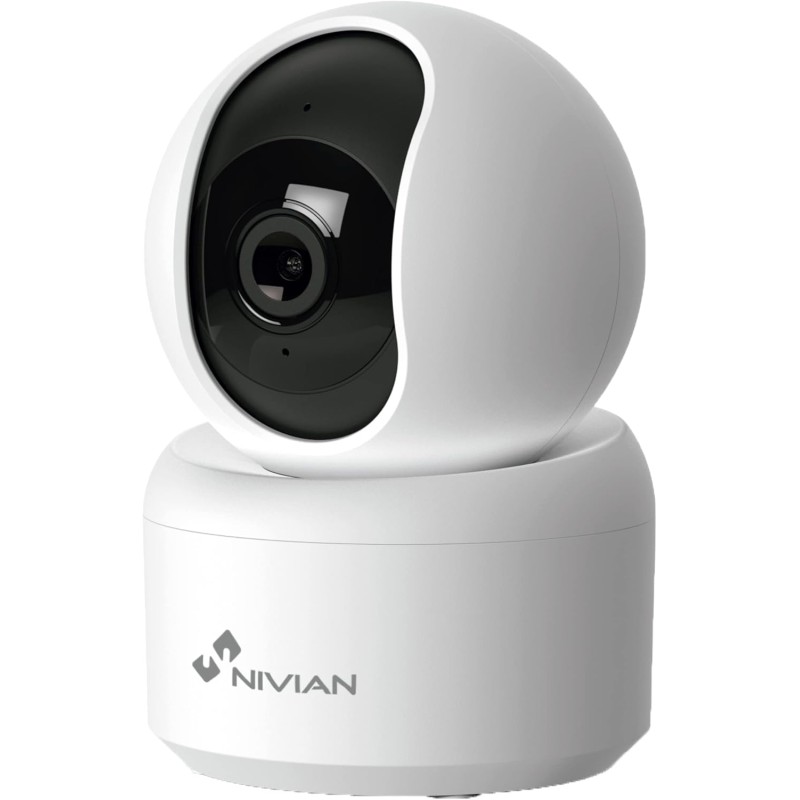NIVIAN WiFi Indoor Camera 360° SuperHD 2K | Protect Your Home 24/7 with Night Vision, Two-Way Audio, Human Detection & Auto Tracking, MicroSD (Not Included)