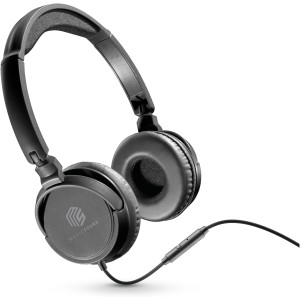 Music Sound Over Ear Basic Wired Headphones | Слушалки за уши Сгъваема лента с 1,2 м кабел против заплитане и вграден микрофон - 3,5 мм жак за свързване - черни