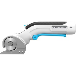 BLACK+DECKER 3.6 V Universal Cutter Battery (Wireless, Rotary Cutter for Precise Cuts in Fabric, Paper, Cardboard, Plastic, with Self-Sharpening Blade, Includes USB-C Charging Cable) White/Blue