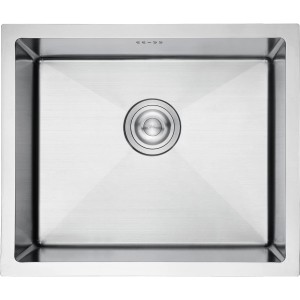 Ibergrif Spüle Küchenspülen für den Unterbau und Aufsatz, 50 - 43cm Unterbaubecken, Spülbecken Edelstahl Seidenglanz, 1 Becken Einbauspüle, Silber