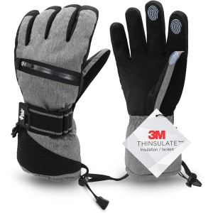 Vihir Waterproof Winter Gloves Ski Gloves Men Women Touchscreen Gloves 3M Thinsulate Warm Cycling Gloves Non-Slip Windproof for Ice Fishing, Skiing, Snowboarding