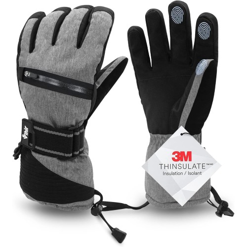 Vihir Waterproof Winter Gloves Ski Gloves Men Women Touchscreen Gloves 3M Thinsulate Warm Cycling Gloves Non-Slip Windproof for Ice Fishing, Skiing, Snowboarding