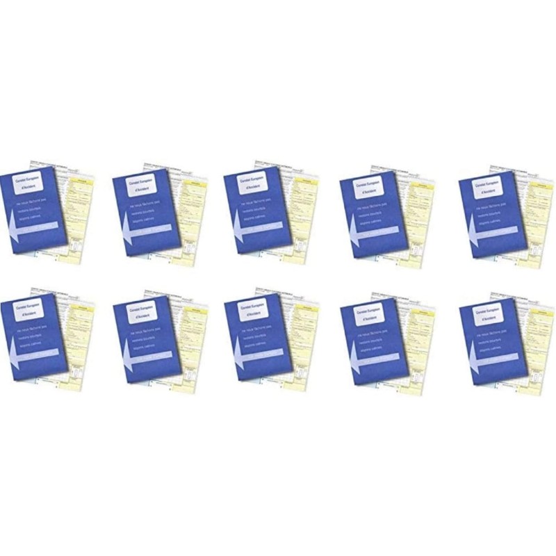 BEFORBIO Pack of 10 Car and Motorcycle Accident Controls - Ideal for Faults - Approved for All Insurance Companies in France and Europe + 1 Wooden Pen