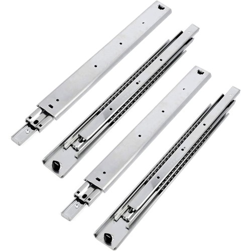 GTV H53 Drawer Runners Full Extension Drawer Slides 53.9 x 350 mm 2 mm Thick Galvanised Steel Roller Extension Telescopic Rail Ball Guide Rail System Maximum Load 100 kg Set of 4