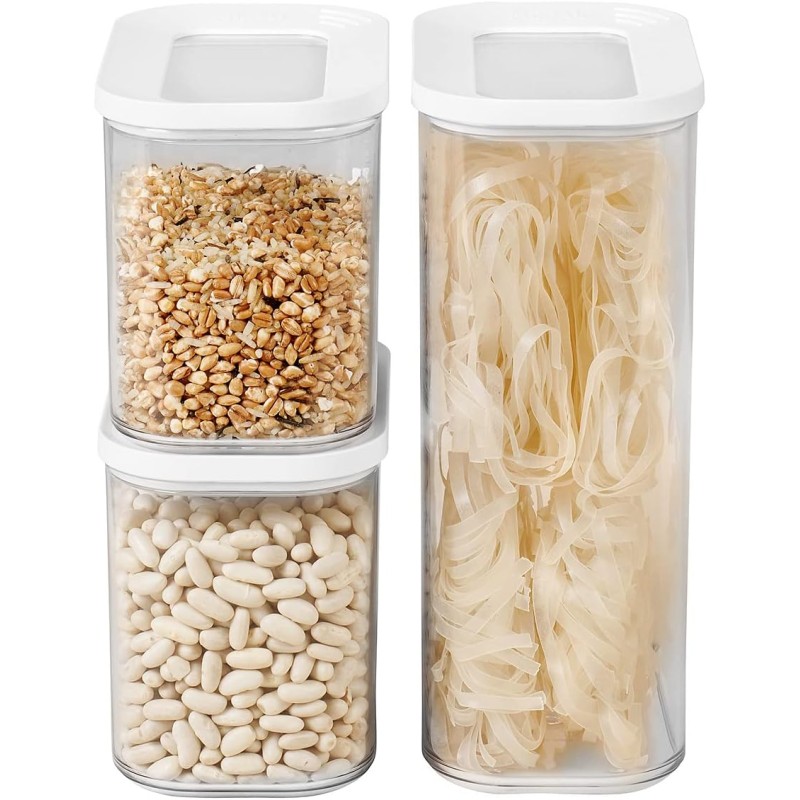 Mepal - Modula Storage Jars, Set of 3, White - 2 x 1000 ml and 1 x 2000 ml - Storage Box with Lid for Dry Food - Food Storage Containers and Organiser Boxes