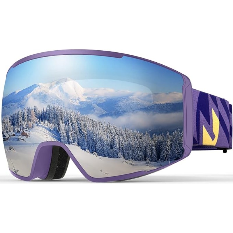 OutdoorMaster Unisex Ski Goggles Vision for Women and Men with Magnetic Interchangeable Lens, 100% UV400 Protection Ski Goggles for Glasses Wearers, Anti-Fog Snowboard Goggles