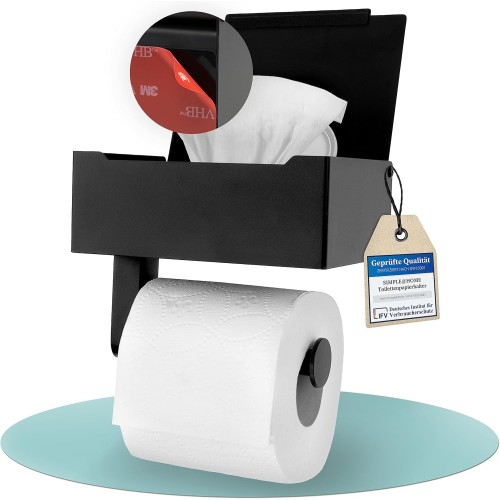 Simple@Home® Premium Toilet Paper Holder with Wet Wipes Box Self-Adhesive with 3M Adhesive Strips I Toilet Paper Holder No Drilling I Toilet Paper Holder No Drilling