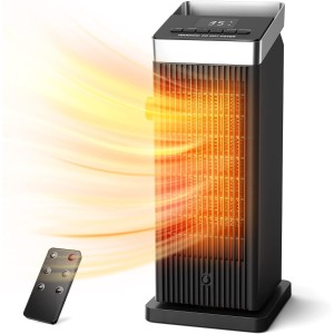 OMISOON Fan Heater 2000 W, Eco Energy Saving, PTC Thermostat Heater with 90° Oscillation, 24 Hours Timer, Wind Setting, Multiple Protection, Remote Control, 4 Modes, Home, Bedroom, Office