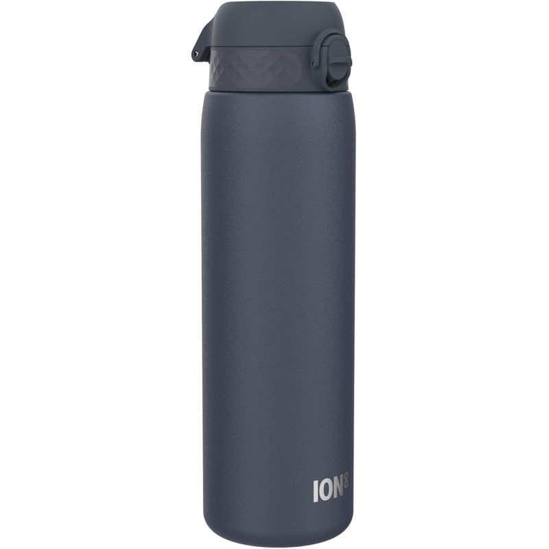 Ion8 Leak-Proof 1 Litre Water Bottle, Stainless Steel, Ash Navy Blue, 1200 ml