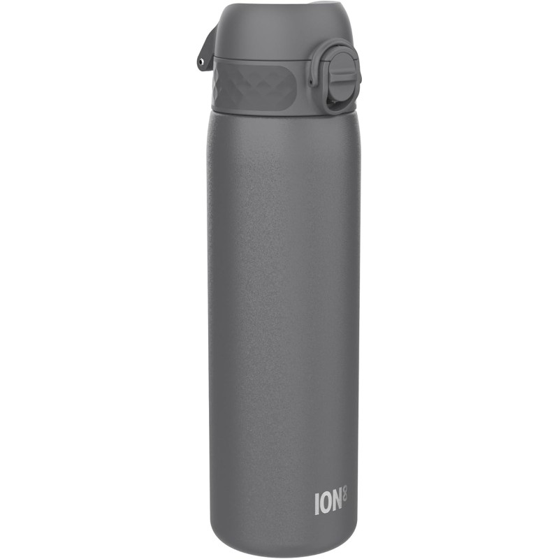 ION8 Lightweight Steel Water Bottle, 600 ml, Non-Insulated, Leak-Proof, One-Handed Opening, Secure Locking, Dishwasher Safe, Flip Lid, Carry Handle, Easy to Clean