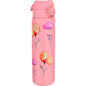 ION8 Lightweight Steel Water Bottle, 600 ml, Non-Insulated, Leak-Proof, One Hand Opening, Secure Lock, Dishwasher Safe, Flip Lid, Carry Handle, Easy to Clean, Flower Design