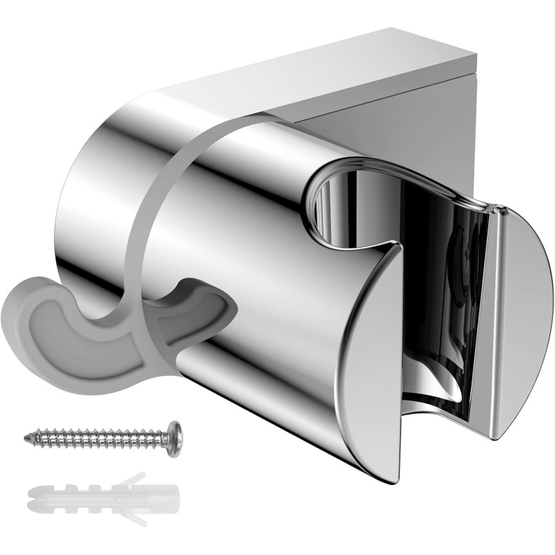 Държач за душ - YEAUPE държач за душ с монтажни материали, държач за душ с винтове, хром, съвместим с повечето душове и душ маркучи