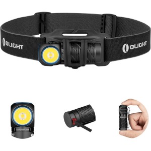 OLIGHT Perun 2 Mini LED Headlamp, 1100 Lumens, 150 Metres, USB Rechargeable EDC Torch with Red Light, 5 Light Modes, Waterproof Head Lamp with Headband for Camping, Emergencies, Black