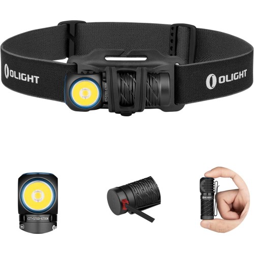 OLIGHT Perun 2 Mini LED Headlamp, 1100 Lumens, 150 Metres, USB Rechargeable EDC Torch with Red Light, 5 Light Modes, Waterproof Head Lamp with Headband for Camping, Emergencies, Black