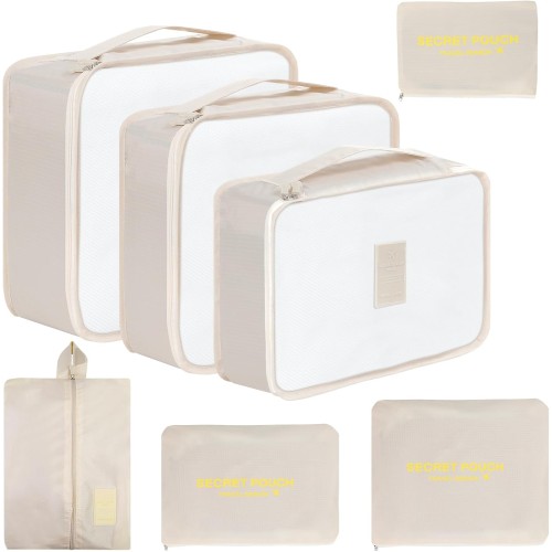 Romon Suitcase Organiser Set, 7 Pieces Packing Cubes Packing Cubes Waterproof Travel Organiser Clothes Bags Shoe Bag Cosmetic Bag Suitcase Organiser Packing Bags Set