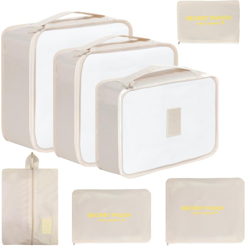 Romon Suitcase Organiser Set, 7 Pieces Packing Cubes Packing Cubes Waterproof Travel Organiser Clothes Bags Shoe Bag Cosmetic Bag Suitcase Organiser Packing Bags Set