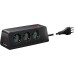 VIMAR 00608.CC Desk Multi-Socket with Circuit Breaker and 2 m Cable, 3 SICURY Universal Outputs, 2 x USB A Outputs and 1 x USB C Output, 10A Plug, Black
