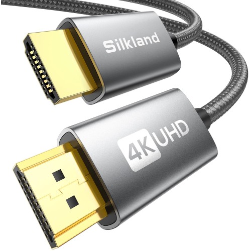 Silkland HDMI Cable 0.5 m 4K @ 60Hz 2K @ 144Hz, HDMI 2.0 Cable with ARC UHD HDR 3D High Speed 18Gbps Ethernet, HDMI Cable for Soundbar TV Blu-ray Projector Laptop TV PS4/PS5 Xbox Console PC Monitor