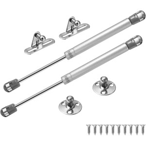 Vinabo Hydraulic Gas Struts, Gas Struts, 2 Pieces Gas Shock Absorber, Furniture Gas Spring, 100N Gas Damper for Flaps, Cabinet Door, Shock Absorber, Kitchen Cabinet, Soft Close Flap Spring, Silver