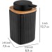 WENKO Rotello Soap Dispenser, Refillable Dispenser for 250 ml Liquid Soap, Made of High-Quality Plastic with Bamboo Detail, Also Suitable for Dishwashing Liquid, 8.9 x 12.7 x 7.5 cm, Black/Natural