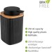 WENKO Rotello Soap Dispenser, Refillable Dispenser for 250 ml Liquid Soap, Made of High-Quality Plastic with Bamboo Detail, Also Suitable for Dishwashing Liquid, 8.9 x 12.7 x 7.5 cm, Black/Natural