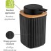 WENKO Rotello Soap Dispenser, Refillable Dispenser for 250 ml Liquid Soap, Made of High-Quality Plastic with Bamboo Detail, Also Suitable for Dishwashing Liquid, 8.9 x 12.7 x 7.5 cm, Black/Natural