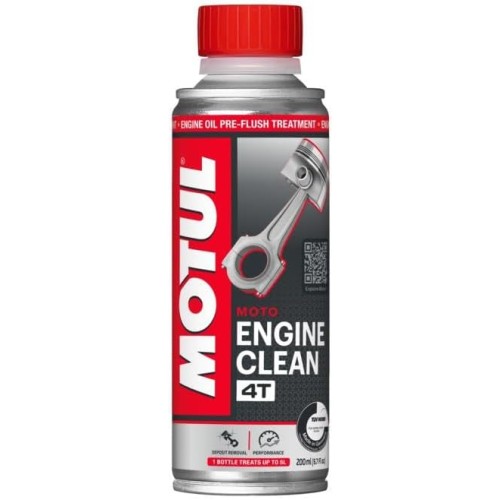Motul Pre Oil Change Engine Cleaner, Cleaning Engine Oil Additive for 4-Stroke Engines, Less Wear and Consumption, More Power, Engine Clean Moto, 200 ml
