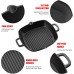 OVERMONT Cast Iron Grill Pan with Handle - Pre-Burned Steak Pans Frying Pan - Cast Iron Pan for Gas Grill Oven Charcoal Grill