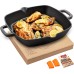 OVERMONT Cast Iron Grill Pan with Handle - Pre-Burned Steak Pans Frying Pan - Cast Iron Pan for Gas Grill Oven Charcoal Grill