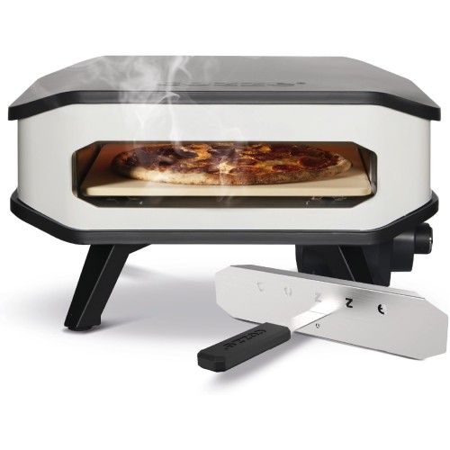 cozze® 13 Inch Electric Pizza Oven with Pizza Stone, 230 V/2200 W, Digital Temperature Control, Includes Front Cover, Black