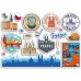 #79122 A5 Sticker Sheet Prague Landmarks Vinyl Sticker - Czech Republic Airport Stamps Skyline Flag Travel Holiday Scrapbooking City Luggage