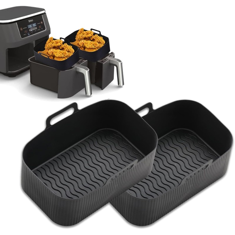 2 x Airfryer Silicone Mould for Ninja Foodi AF400EU AF300EU, Hot Air Fryer Accessories, Silicone Airfryer Accessories for Ninja Foodi Max Dual Zone, Hot Air Fryer Baking Mould